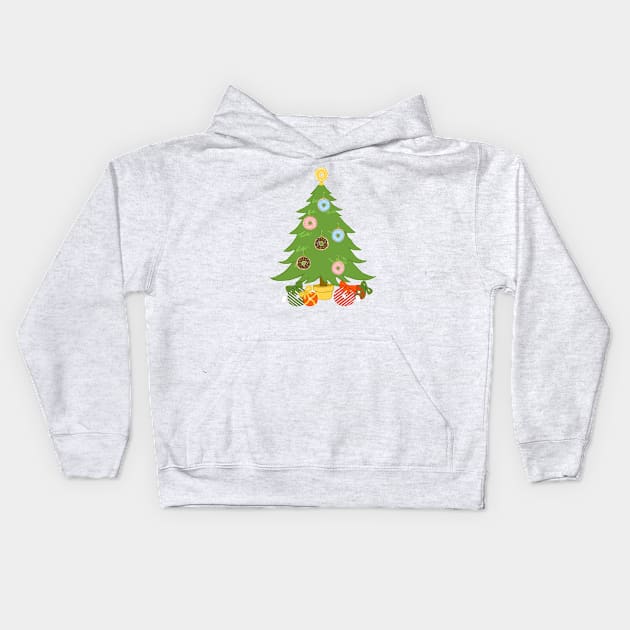 Donut Christmas Tree Xmas Holiday Kids Hoodie by xenotransplant